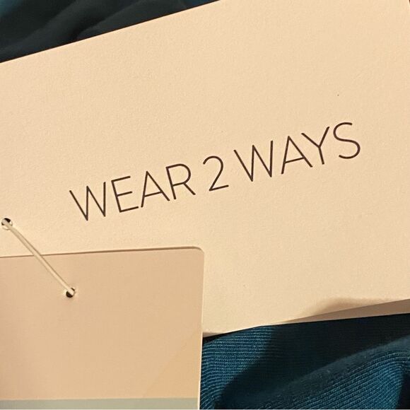 Zella NWT Cropped Tee Wear 2 Ways Crew Neck Womens Size XL Teal Blue Cap Sleeve - Picture 7 of 8